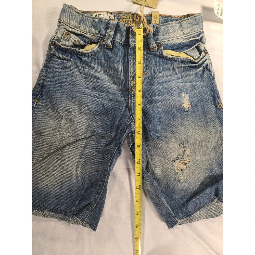 The Children's Place Boys Size 5 Distressed Denim Jean Shorts NWT $19.50